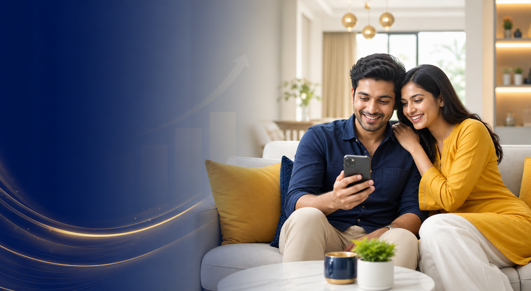 Indian couple exploring a personal loan offer